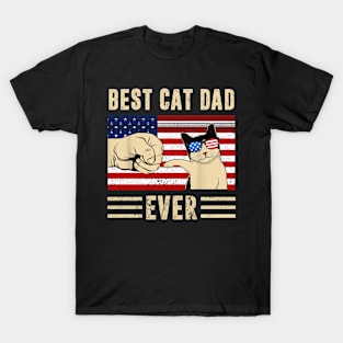 Best Cat Dad Ever American Flag T-Shirt